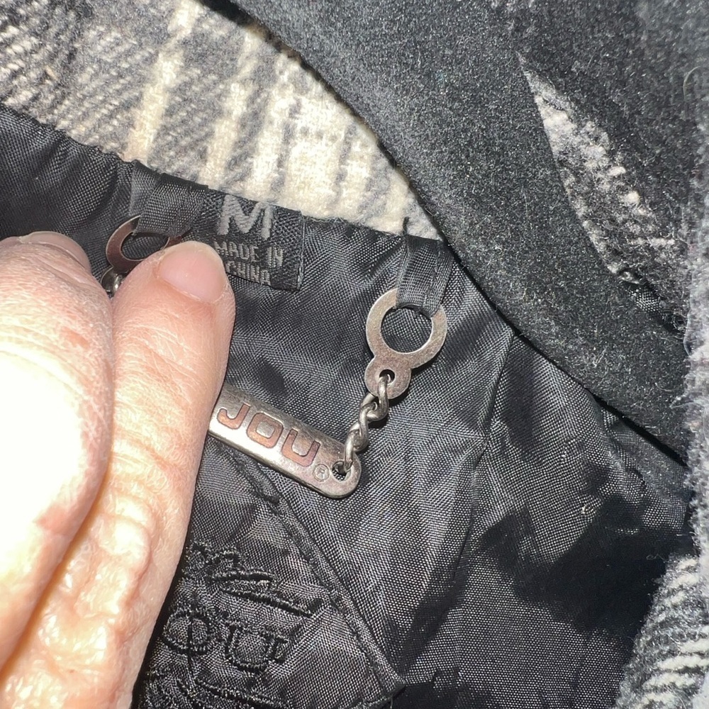 Jou Jou Black and Gray Pea Coat with Plaid Pattern - Picture 5 of 7